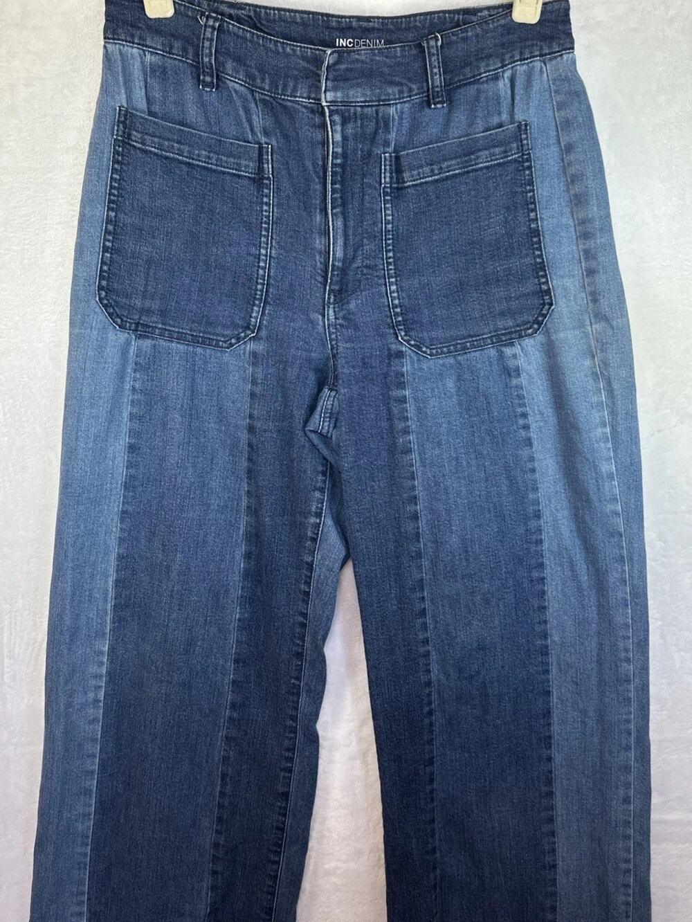 Y2K Baggy Indie Festival Front Pocket Jeans Denim Size 8 INC DENIM EUC
